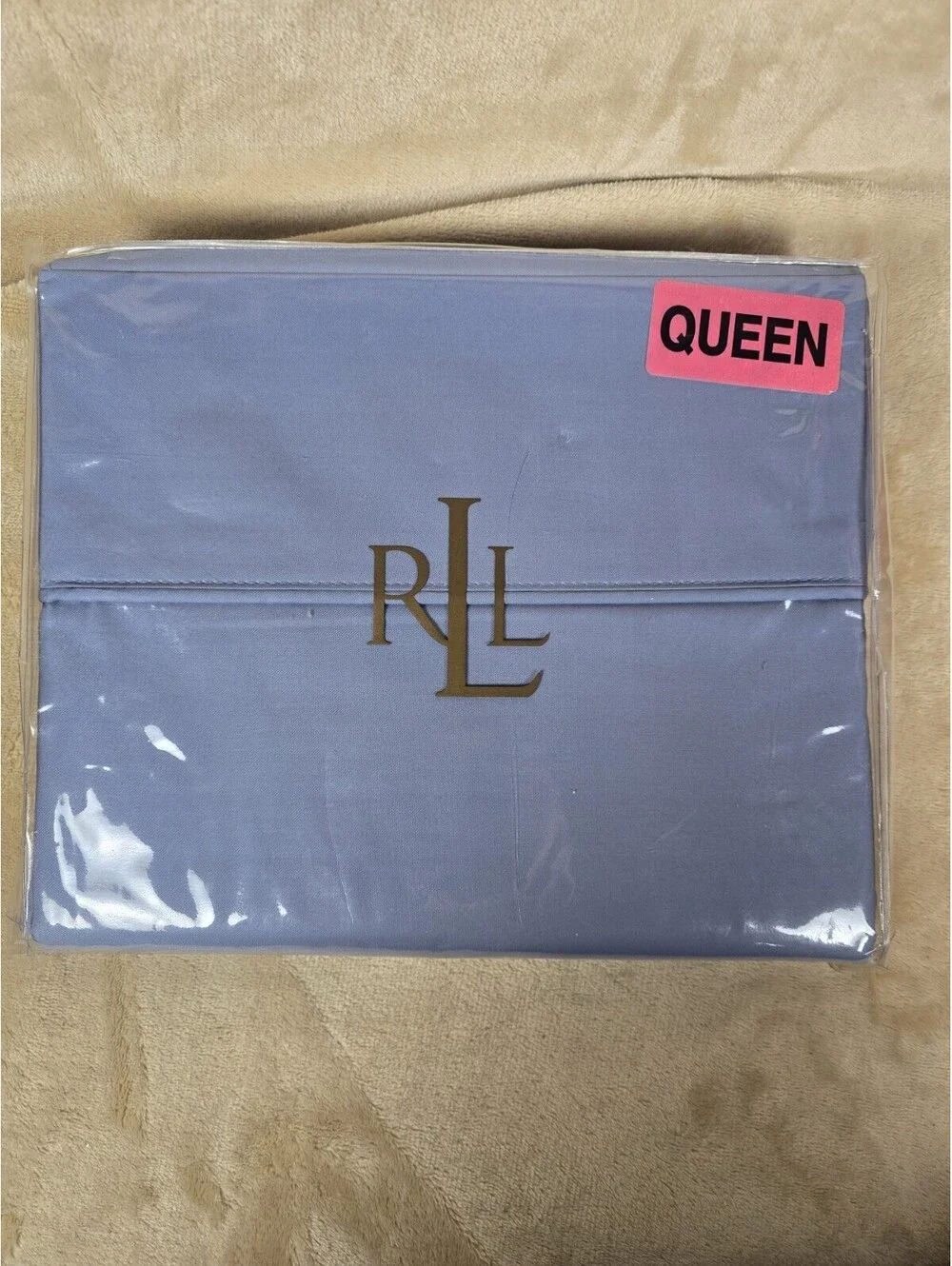 Ralph Lauren Regent 350T Sateen, Queen, Flat Sheet, Montauk Blue, New with tags